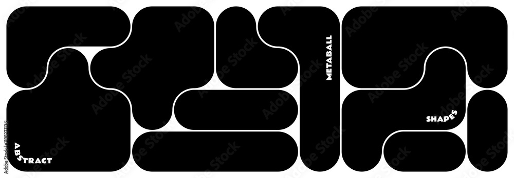 Leinwandbilder Abstract Background with Liquid Bubble Shapes. Vector Metaball Pattern Design. Bento Grid Geometric Collage
