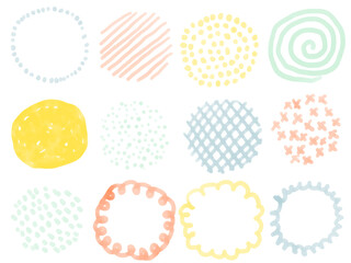 手描きあしらいセット　水彩　丸