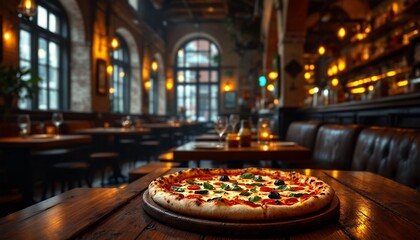 Delicious Pizza in a Rustic Restaurant