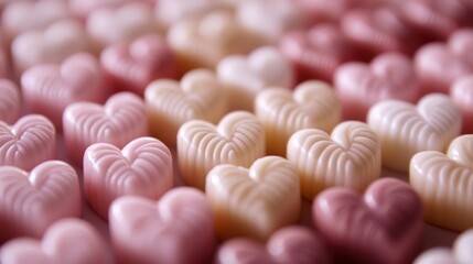 Colorful Heart-Shaped Candies in Soft Focus