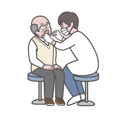 歯科検診を受ける高齢男性