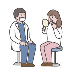 鏡で歯のチェックをする女性1