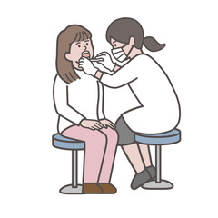 歯科検診を受ける女性2