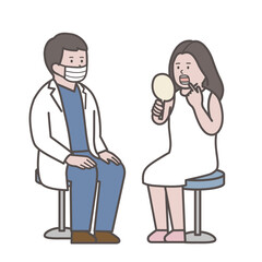 鏡で歯のチェックをする女性2