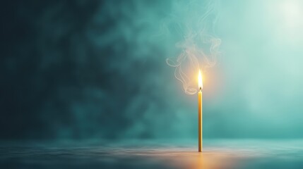 Calm Flame with Soft Smoke on a Misty Background