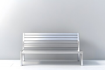 Silver Metal Bench Against Grey Wall