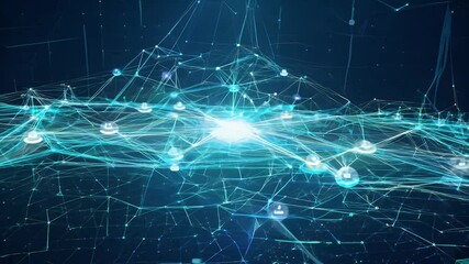 technology connected abstract connections global neurons cyber background system data grid network particles quantum computing artificial technology abstract digital science blue light cyberspace