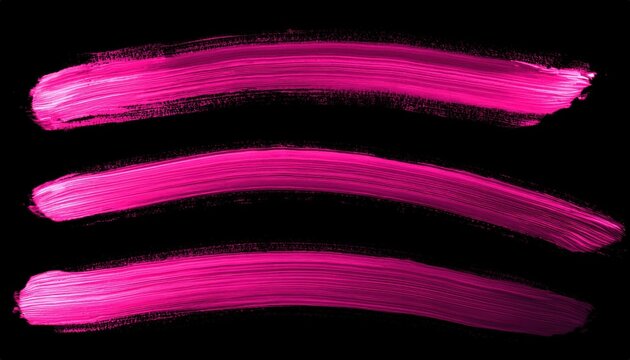 Stylized Paint Artwork Pink Blacklight Paint Strokes on Black Background, Featuring Bold Blobs and Stripes, Showcasing Vibrant Contrast and Expressive Texture