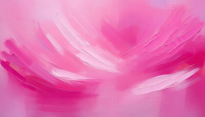 Vibrant Abstract Oil Painting Exploring the Expressive Depth of Pink Brush Strokes against a Canvas...