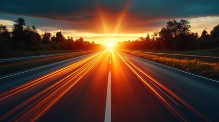 Sunset Highway Drive: A Journey Towards the Golden Horizon