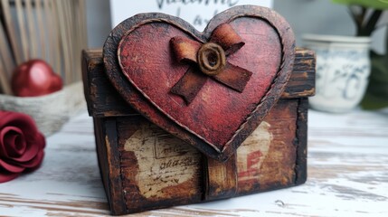 Crafting romantic gifts handmade heart box home studio decorative art cozy environment artistic viewpoint love concept