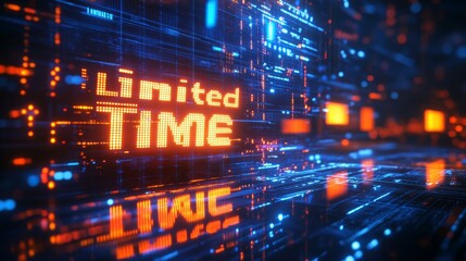 Fototapeta premium Limited Time Offer. Digital art depicting a futuristic neon sign.