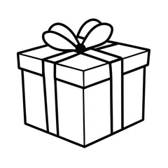 line art  gift box with white background