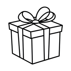  gift box  line art with white background