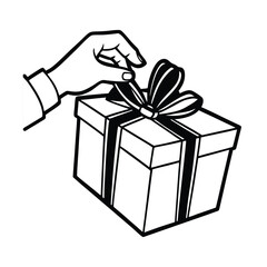 gift box vector hand on white background