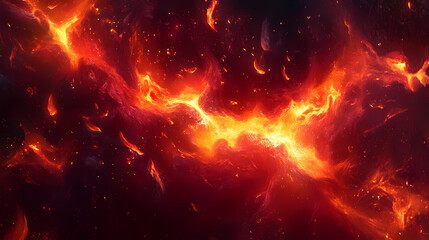 Close-up of glowing red coals displaying intense warmth and energy, perfect for capturing the essence of heat, passion, and fiery ambiance. Sunpetal. Illustration