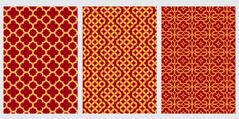 Chinese seamless patterns set, chinese ornamental background,Japanese seamless pattern in oriental geometric traditional style. festive ornament for lunar chinese new year decoration.