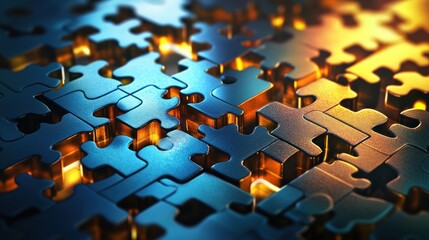 Abstract Metallic Puzzle: A Symphony of Interlocking Pieces