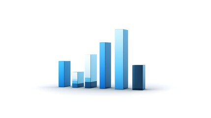 Abstract Blue Bar Graph Showing Data Increase Then Decrease