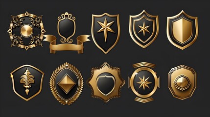 Free vector realistic golden luxury badges collection