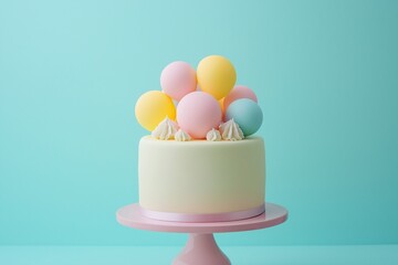 Stylish minimalist cake for a one-year-old baby on pastels
