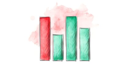 Naklejka premium Abstract Watercolor Bar Graph Showing Data Trends