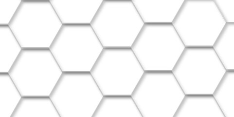 Abstract pattern with hexagonal white and gray line paper background. Abstract technology background.  geometric white grid emboss hexagonal background. luxury emboss honeycomb white pattern.