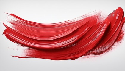 Vibrant Red Paint Brushstroke against Transparent Background Artistic Design Element for Modern...