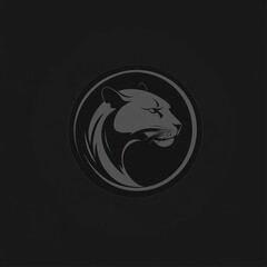 Dark background with gray panther head in circle, for branding, marketing, or logo