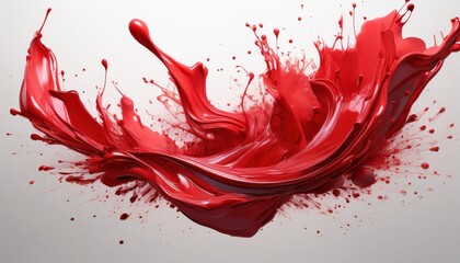 Vibrant Red Splash Against a Clean White Canvas Dynamic Abstract Artwork Showcasing Bold Colors and...