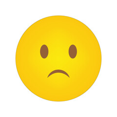 Sad face emoji. Frowning expression icon. Simple yellow design. Vector illustration.
