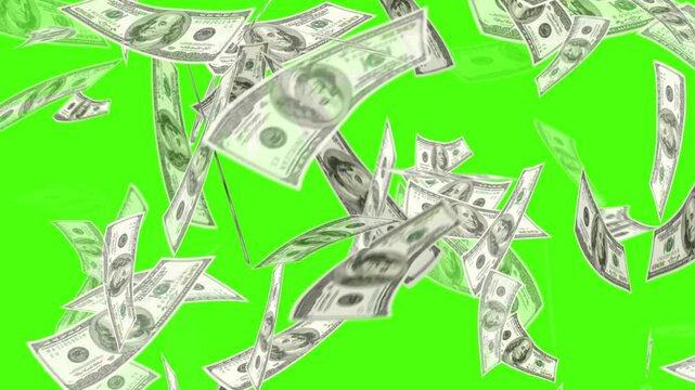 Animation of 100 dollar bills falling on green screen or chroma key, Money rain green screen,
Money Falling - Dollar bills falling down from the sky. dollars bills falling down in 3D animation. - Powered by Adobe