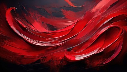 Vibrant Red Strokes on a Dark Backdrop A Study of Color and Light at Dusk, Showcasing Expressive...