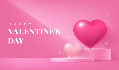 Valentine's Day banner design with red and pink hearts on display