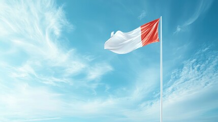 Fototapeta premium Indonesian Flag Against a Clear Sky Background
