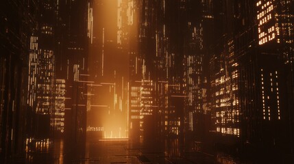 Fototapeta premium Cyberpunk Cityscape: A Digital Metropolis at Night