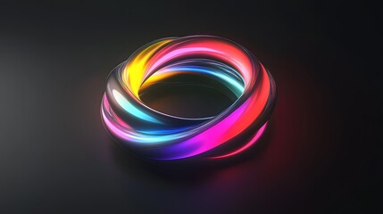 Abstract Neon Rings Intertwined Colorful Design