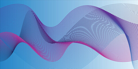 shining wave lines on blue and white background. Dynamic wave pattern. Modern flowing wavy lines. Futuristic vector technology