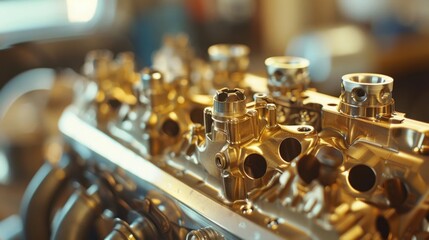 Naklejka premium Precision Engine Assembly: Accurate and detailed assembly of engine parts to ensure perfect alignment for maximum performance, efficiency, and durability. 