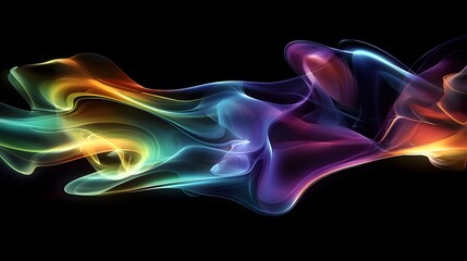 Abstract Colorful Waves Flowing Through Dark Space
