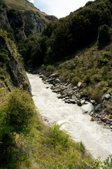 Rugged Landscape Along the Shotover River in Queenstown, New Zealand