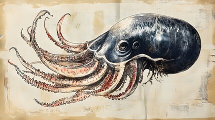 Artistic Depiction Of A Giant Octopus In Ink