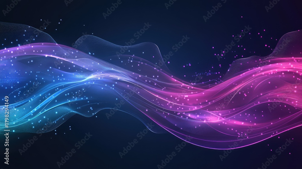Poster dynamic technology background with glowing data streams and futuristic panels for a high-tech busine