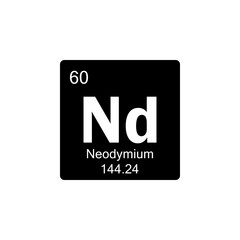 periodic table Neodymium glyph icon