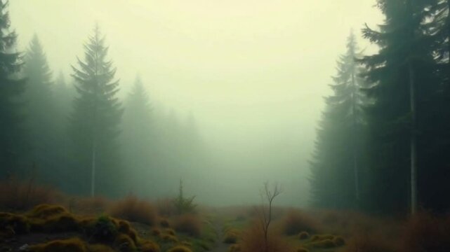 misty fogy morning in the forest