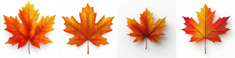 Obraz premium Vibrant Autumn Maple Leaves Collection Fall Foliage Red Orange Yellow Colors