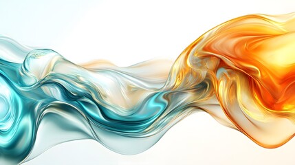 Abstract Flowing Teal And Gold Liquid Waves