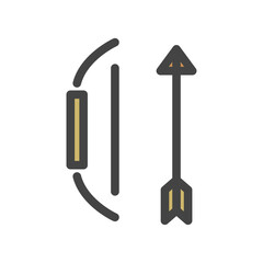 カラースポーツ関連の単品アイコン　弓矢