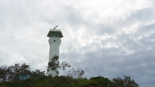 Point Cartwright lighthouse located at the base of the headland at the very northern end of Kawana beach.