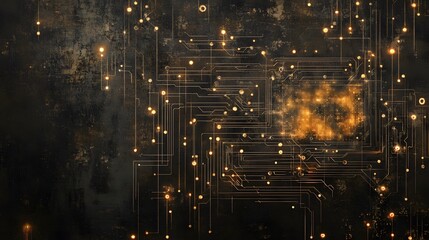 Abstract Digital Circuit Board Glowing Lights Design